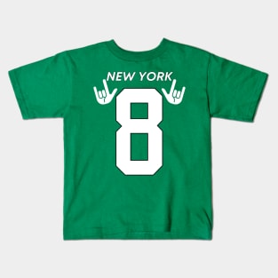 NY Jets Number AR8 Hands White Text Kids T-Shirt